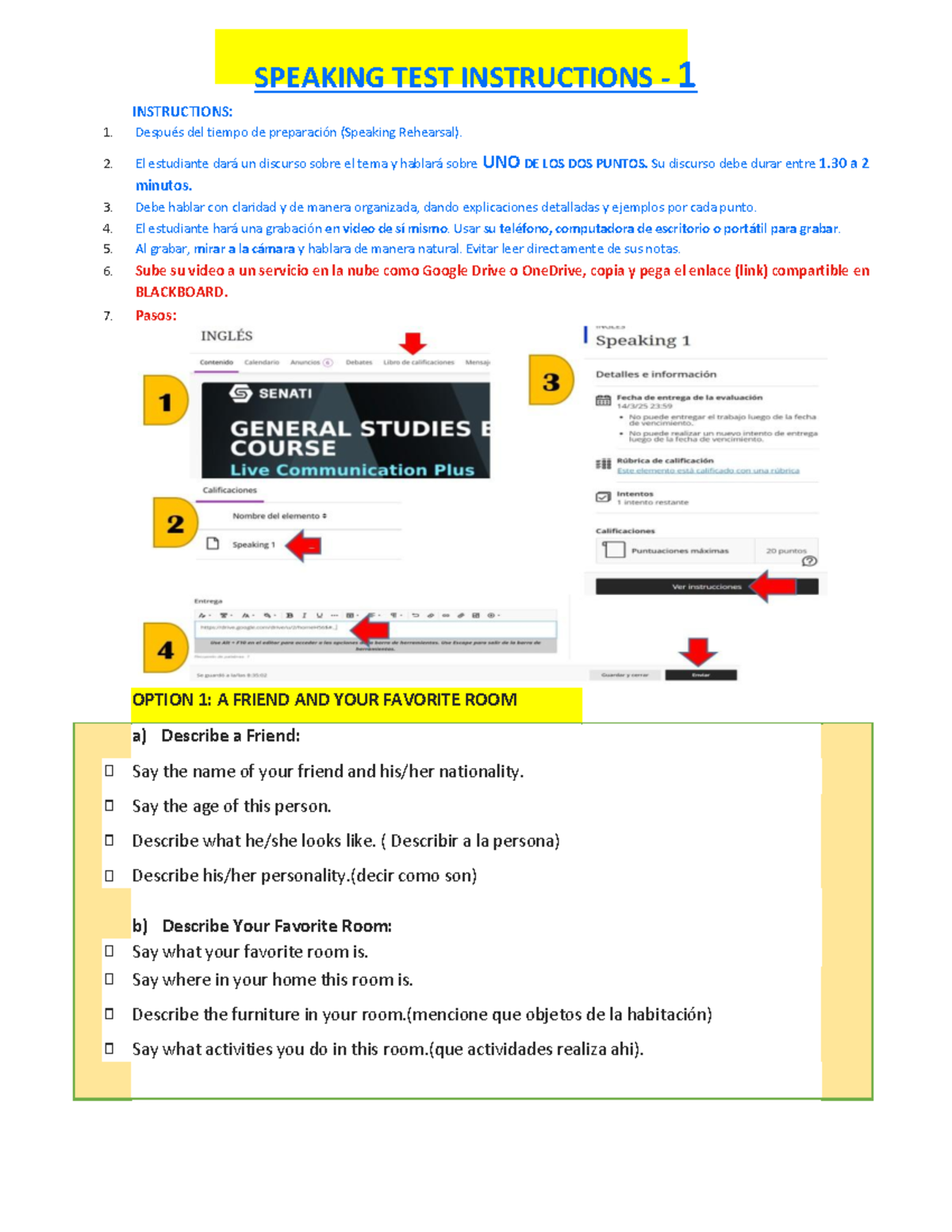 Speaking Test Instructions: Discourse Preparation and Submission Guide ...