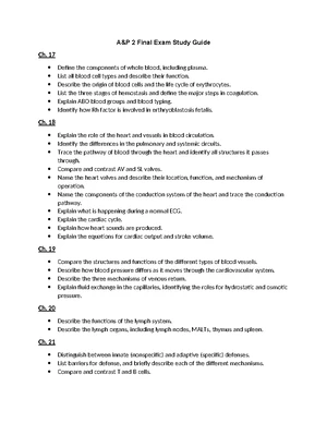 AP 2 Exam 1 Study Guide: Blood, Heart, and Blood Vessels Overview - Studocu