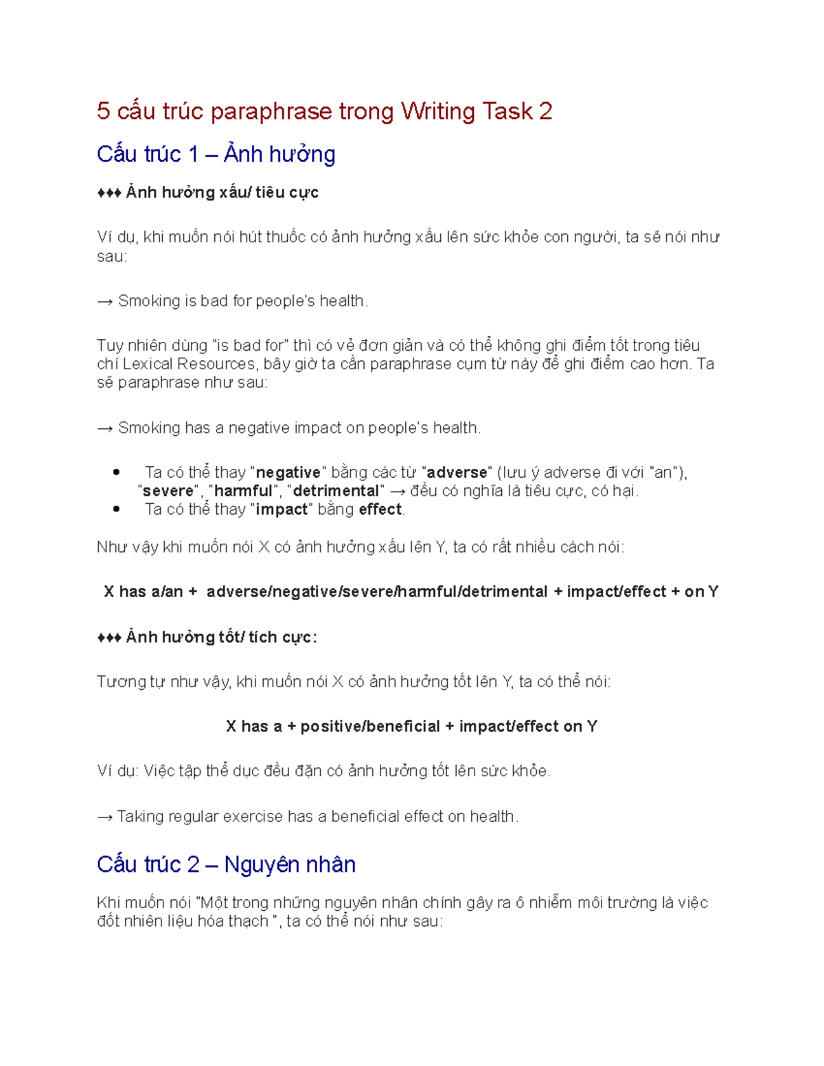5 Paraphrase Structures for Writing Task 2 (IELTS) - Studocu