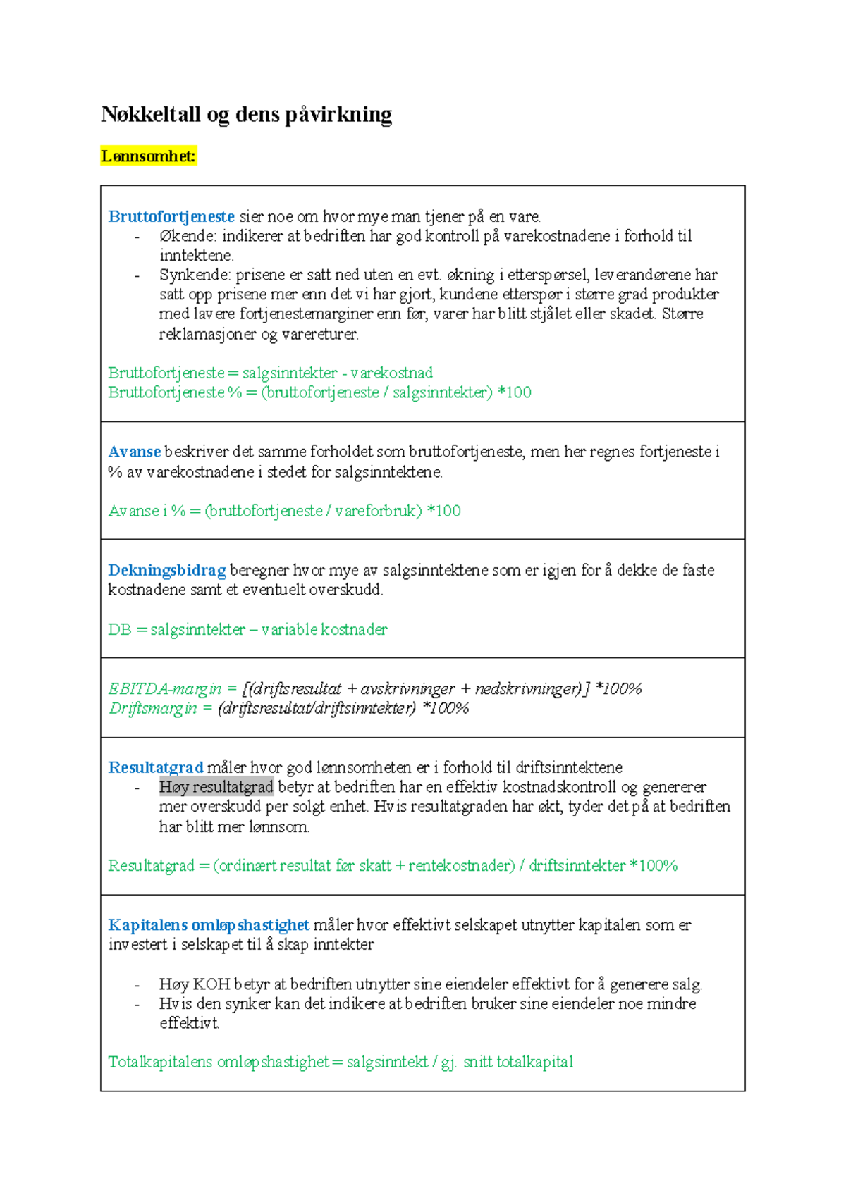 Nøkkeltall og Lønnsomhet: Analyse av Bruttofortjeneste og Soliditet ...