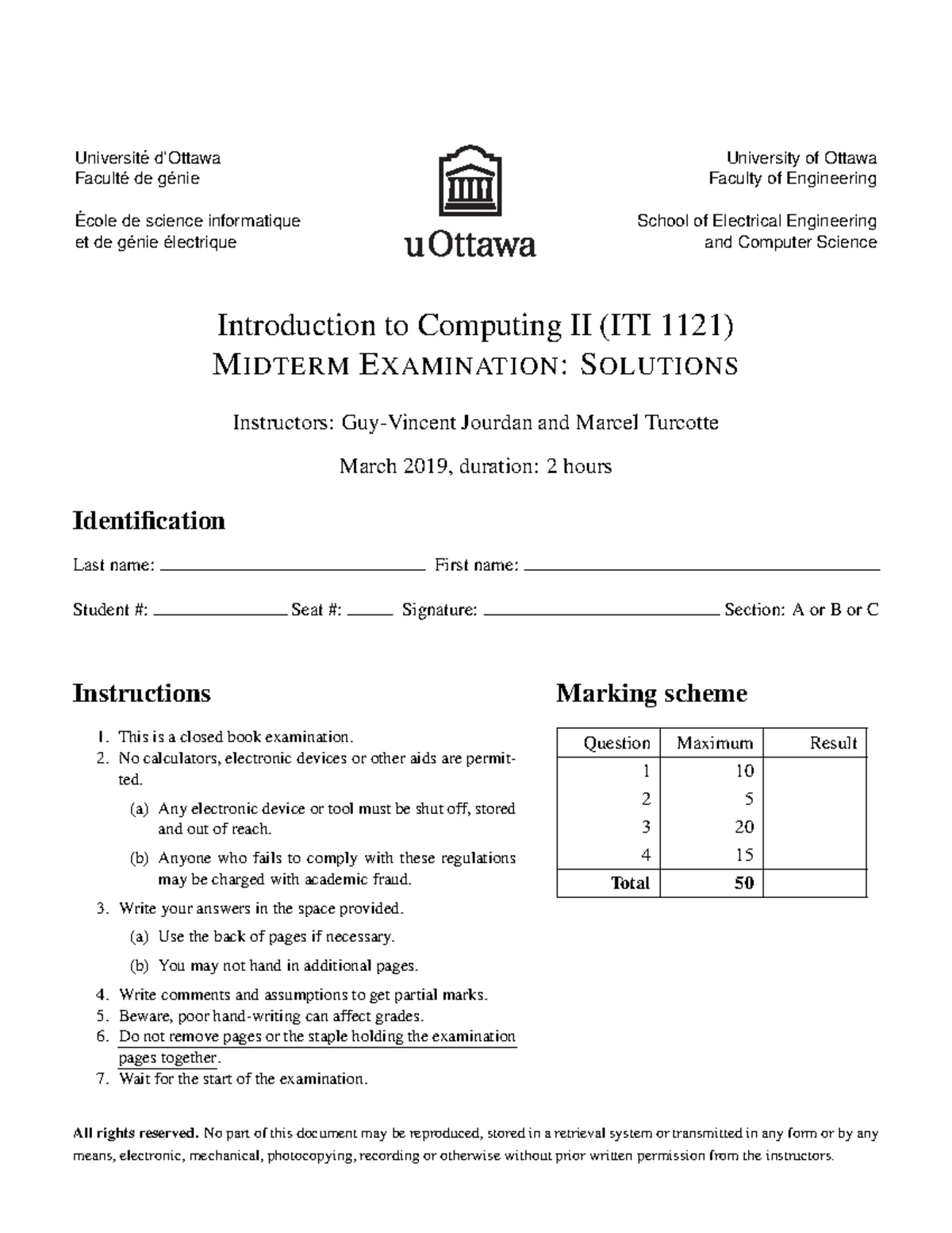 Final Exam ITI 1121: Introduction to Computing II MCQ Questions 2024 ...