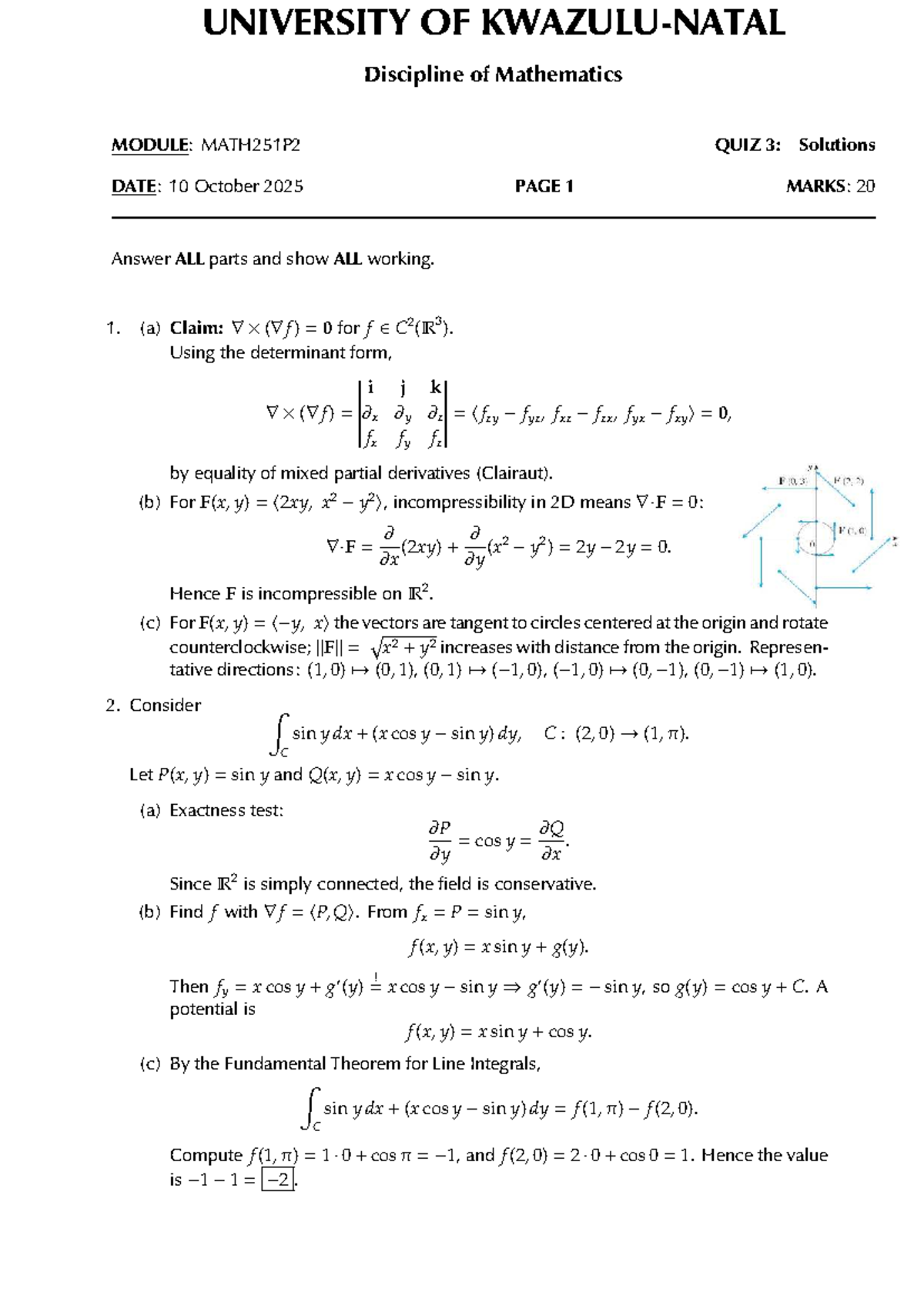 MATH251P2 QUIZ 3: Solutions and Explanations - Studocu