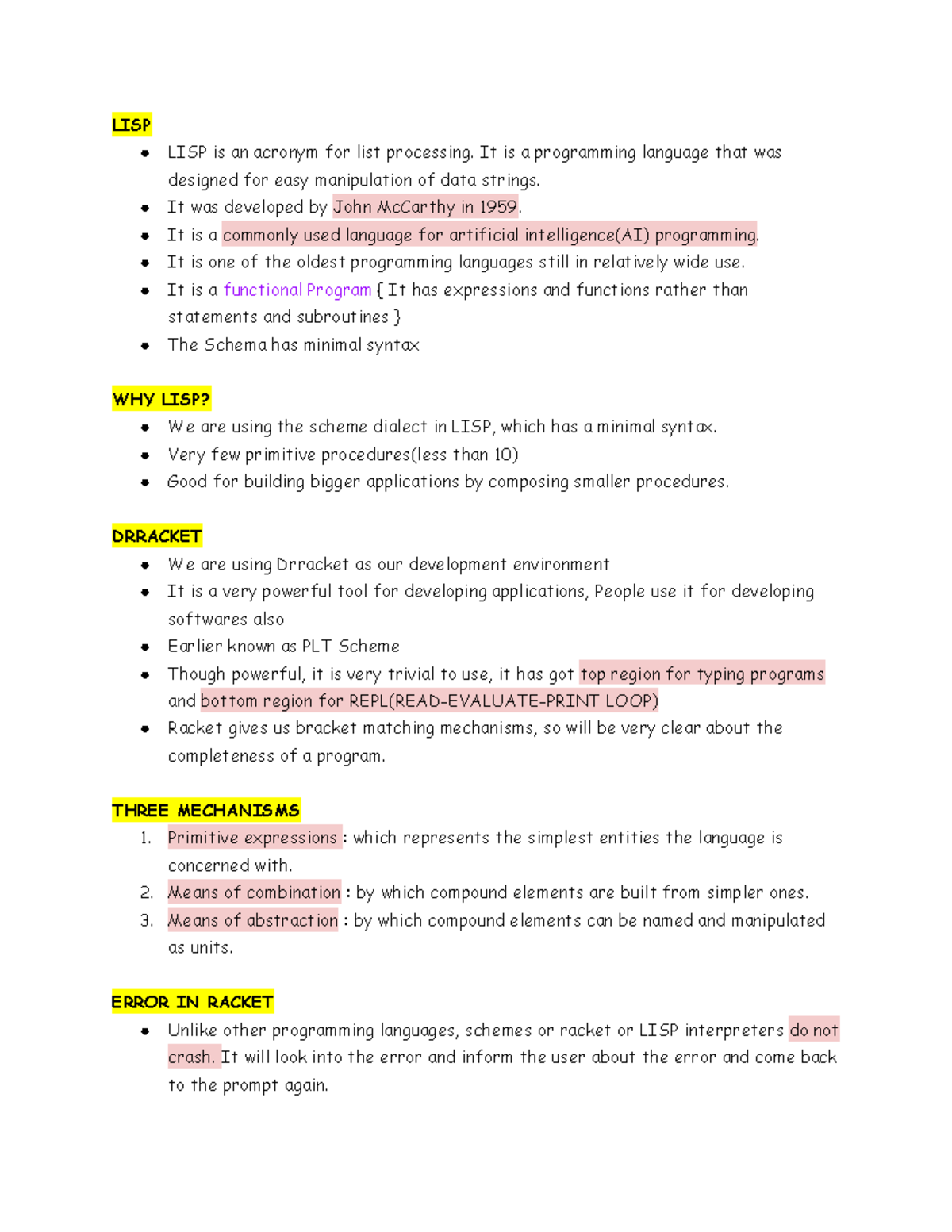 SICP - Lecture Notes on LISP and Its Programming Concepts - Studocu