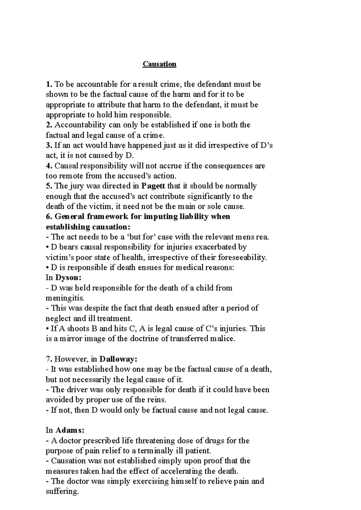 Causation in Criminal Law: Key Principles and Case Analysis - Studocu
