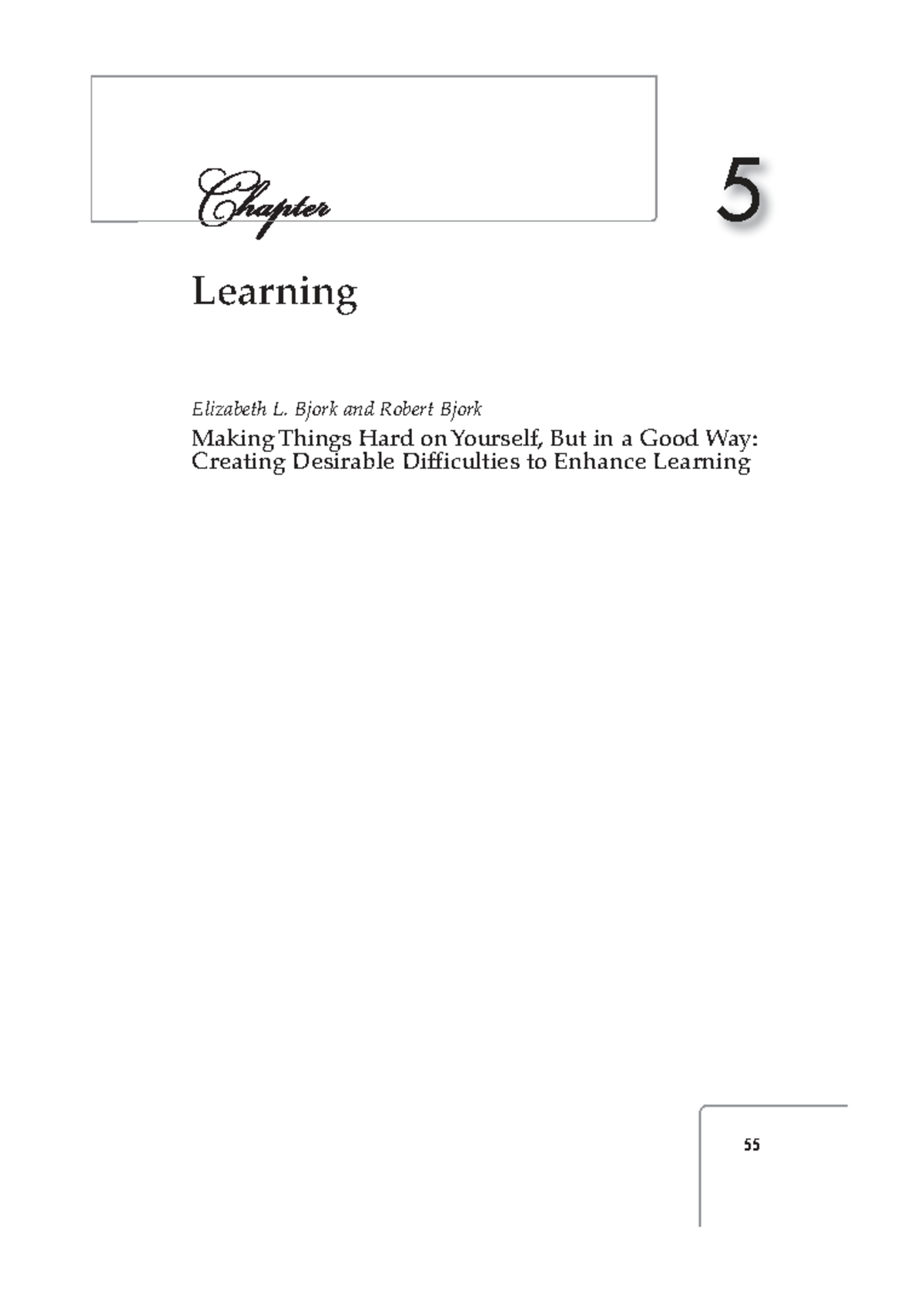 PSY 101: Chapter 5 - Desirable Difficulties in Learning by Bjork ...