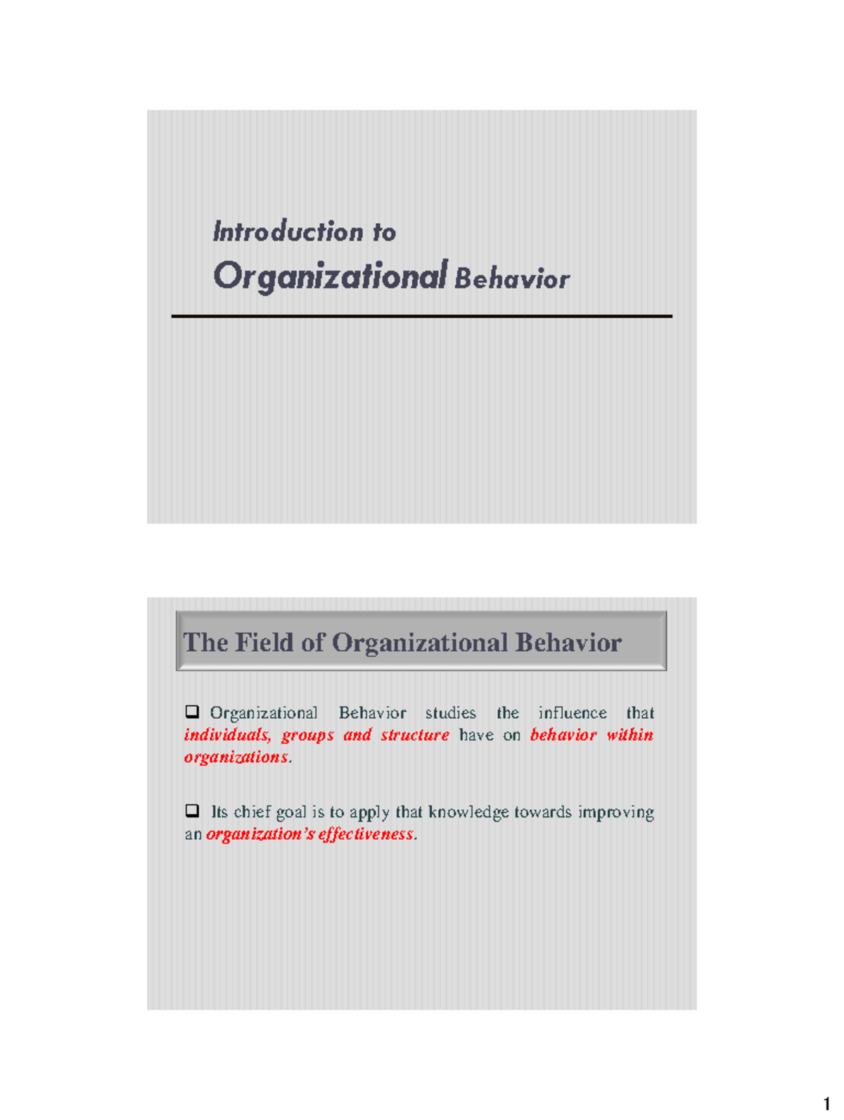 Organizational Behavior Overview: Key Concepts and Applications - Studocu