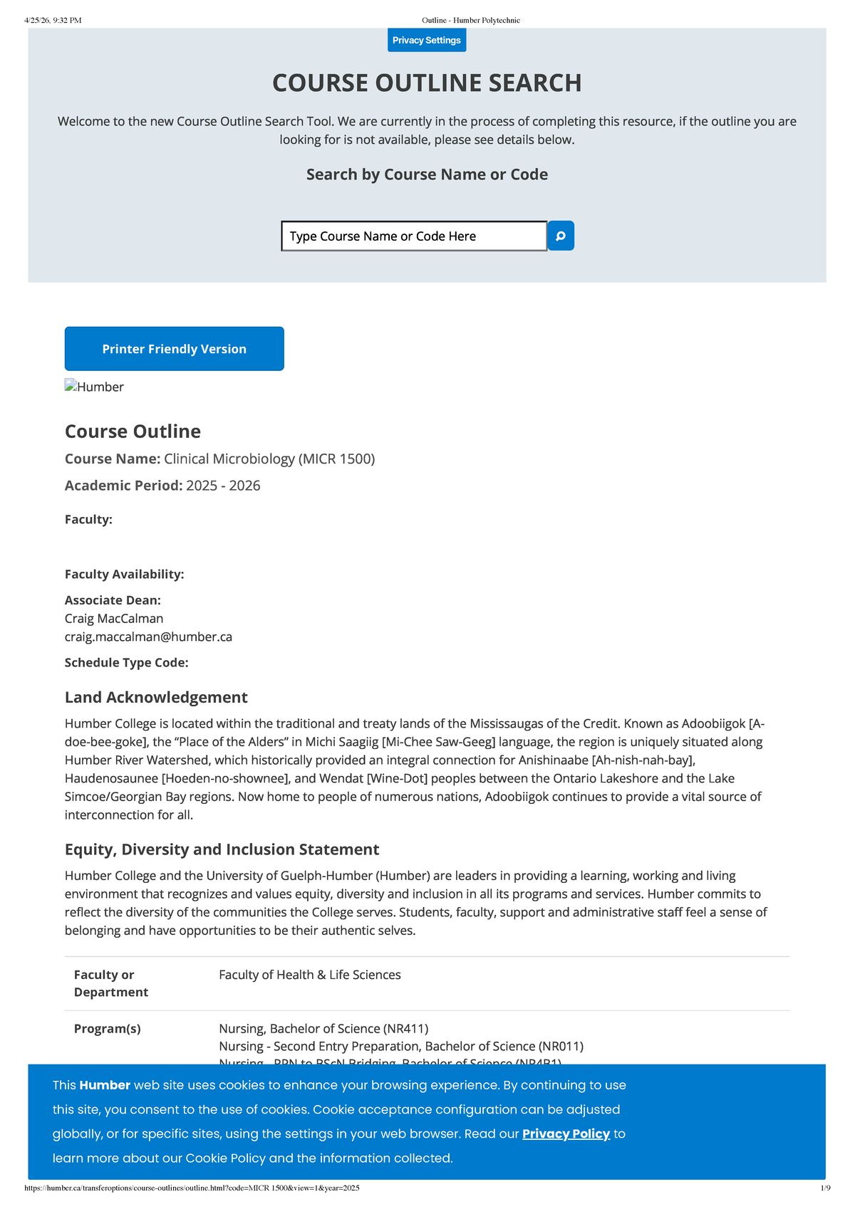 MICR 1500 Course Outline: Clinical Microbiology at Humber - Studocu