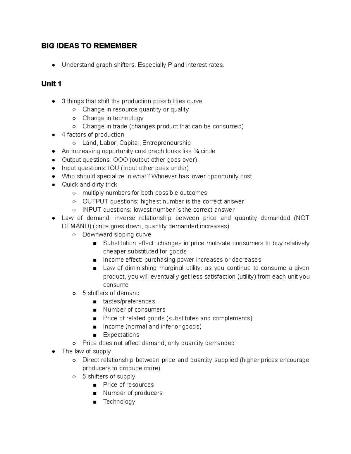 ECON 101 Final Exam Study Notes: Key Concepts & Definitions - Studocu
