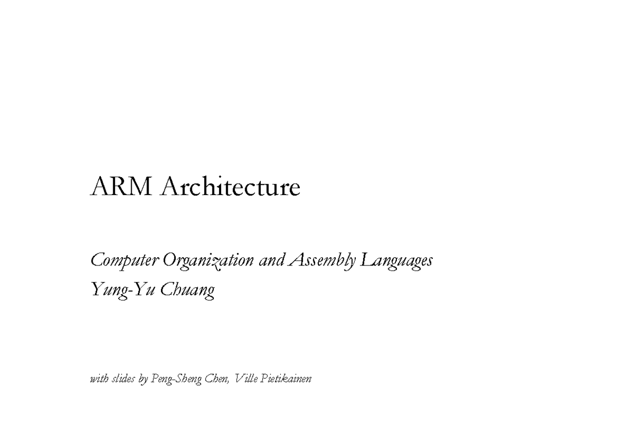 ARM Processor - ARM Architecture Computer Organization and Assembly ...