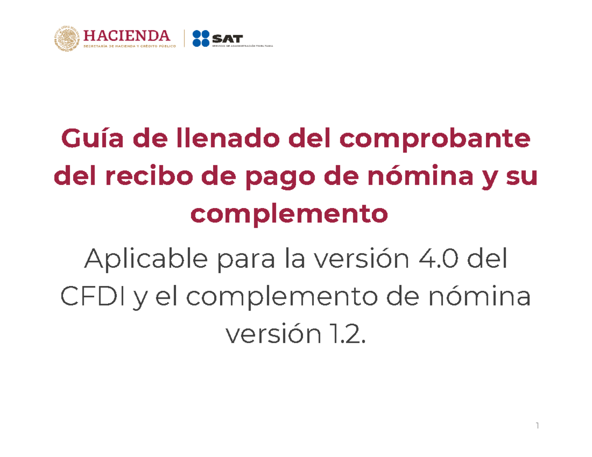 Guia llenado Nomina Comprobantes 4 - Guía de llenado del comprobante