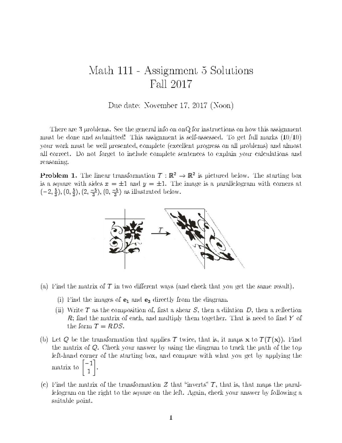 Math 111 - Fall 2017 Assignment 5 Solutions and Analysis - Studocu