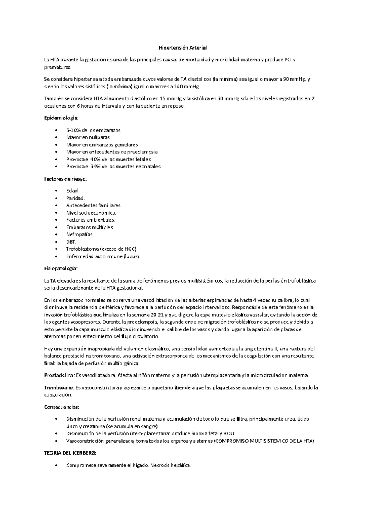 Hipertensión Arterial en el Embarazo: Implicaciones y Clasificación - Document Preview