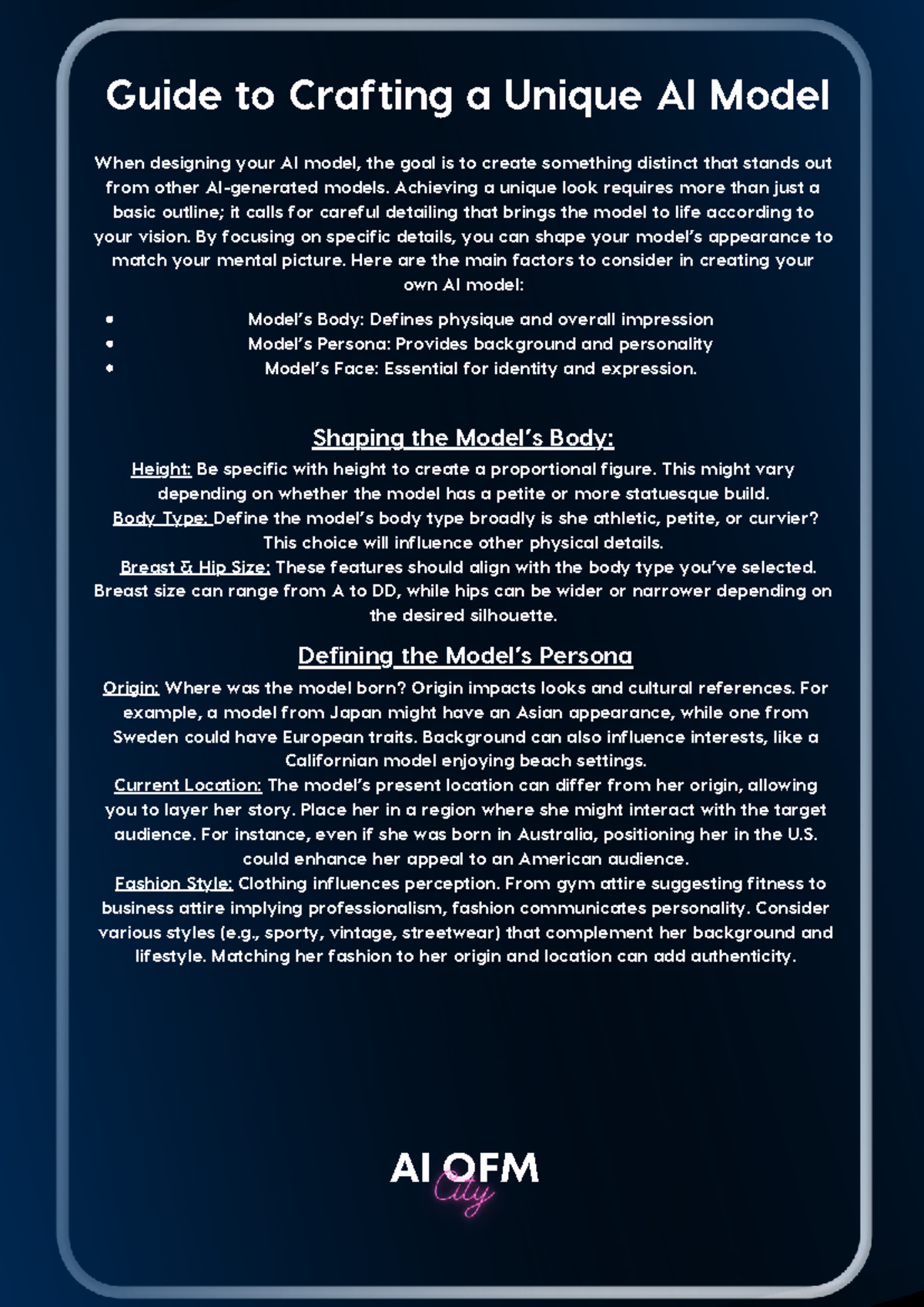 Guide to Crafting a Unique AI Model (AI OFM) - Studocu