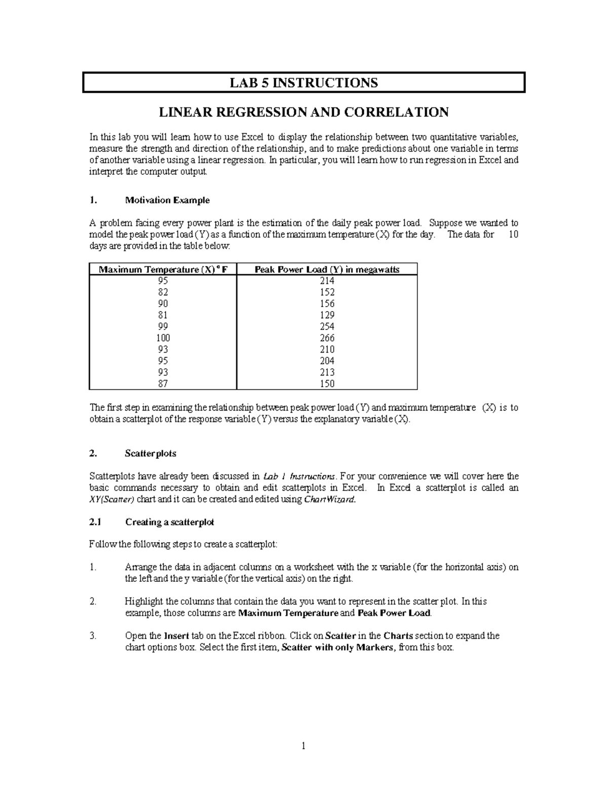 STAT235 LAB 5: Linear Regression & Correlation Instructions - Studocu