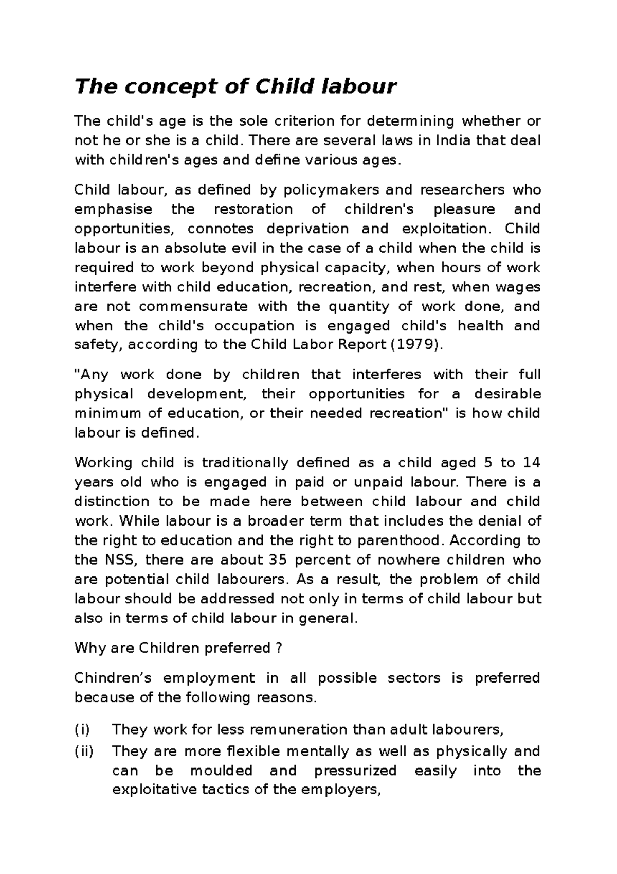 Understanding Child Labour: Causes, Impacts, and Solutions - Studocu