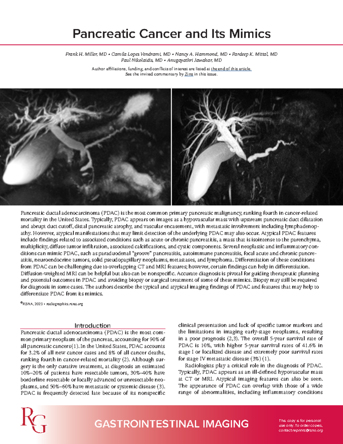 Differentiating Imaging Features of PDAC and Its Mimics (RAD 2023 ...
