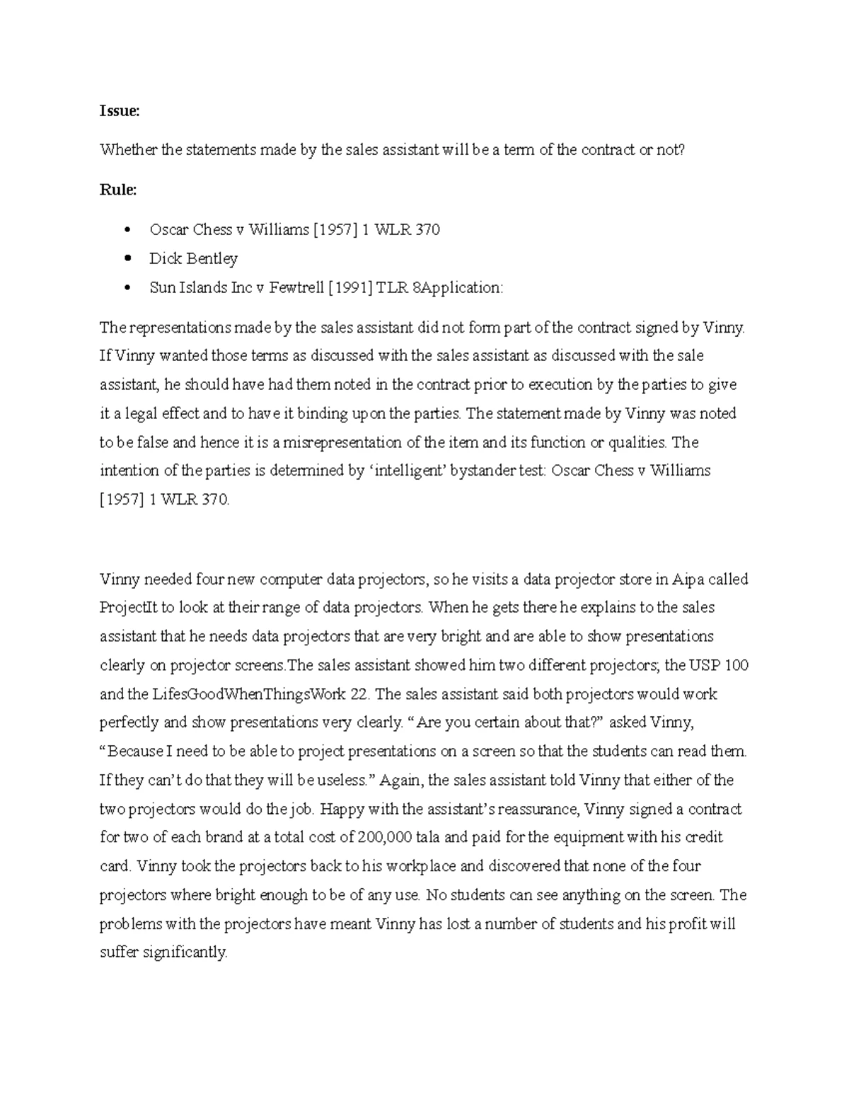 LW201 Tutorial 5: Intention to Create Legal Relations Explained - Studocu