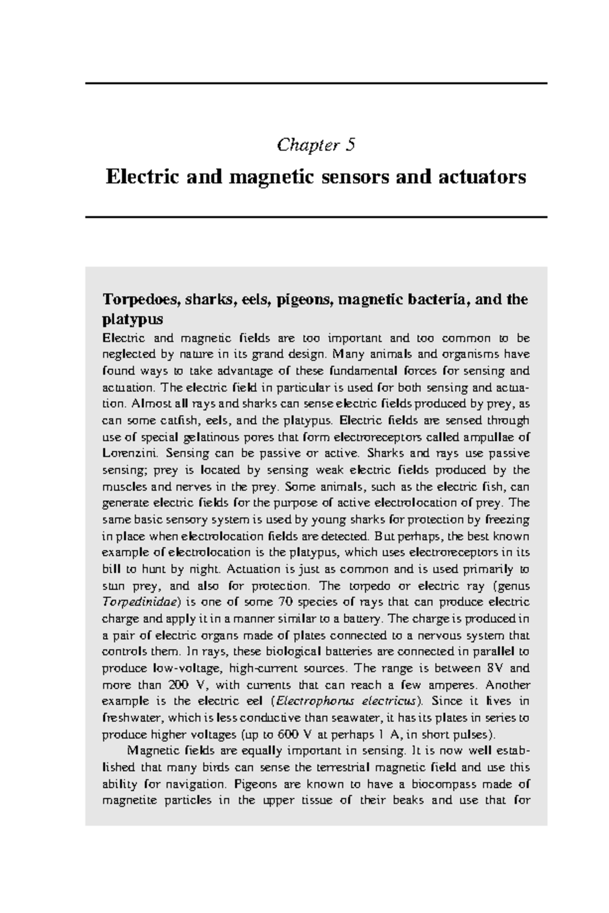 Chapter 5: Electric & Magnetic Sensors and Actuators in Nature (ENGR ...