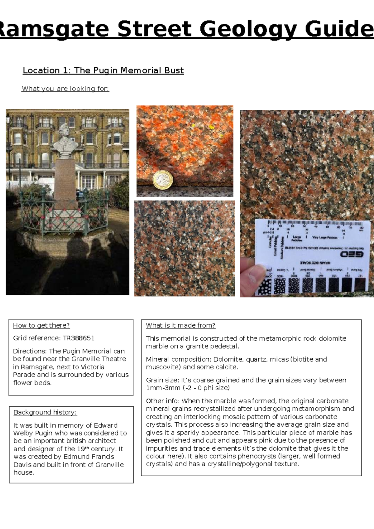 Ramsgate Geology Guide: Memorials & Their Rock Types - Studocu