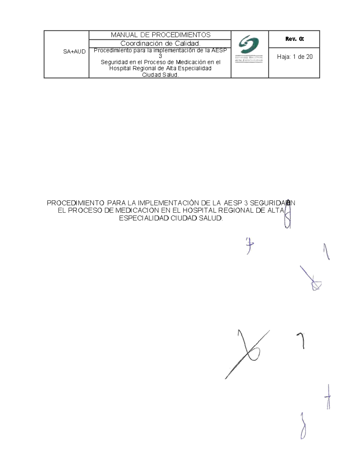 Manual de Procedimientos AESP 3: Seguridad en Medicación HRAE CD Salud ...