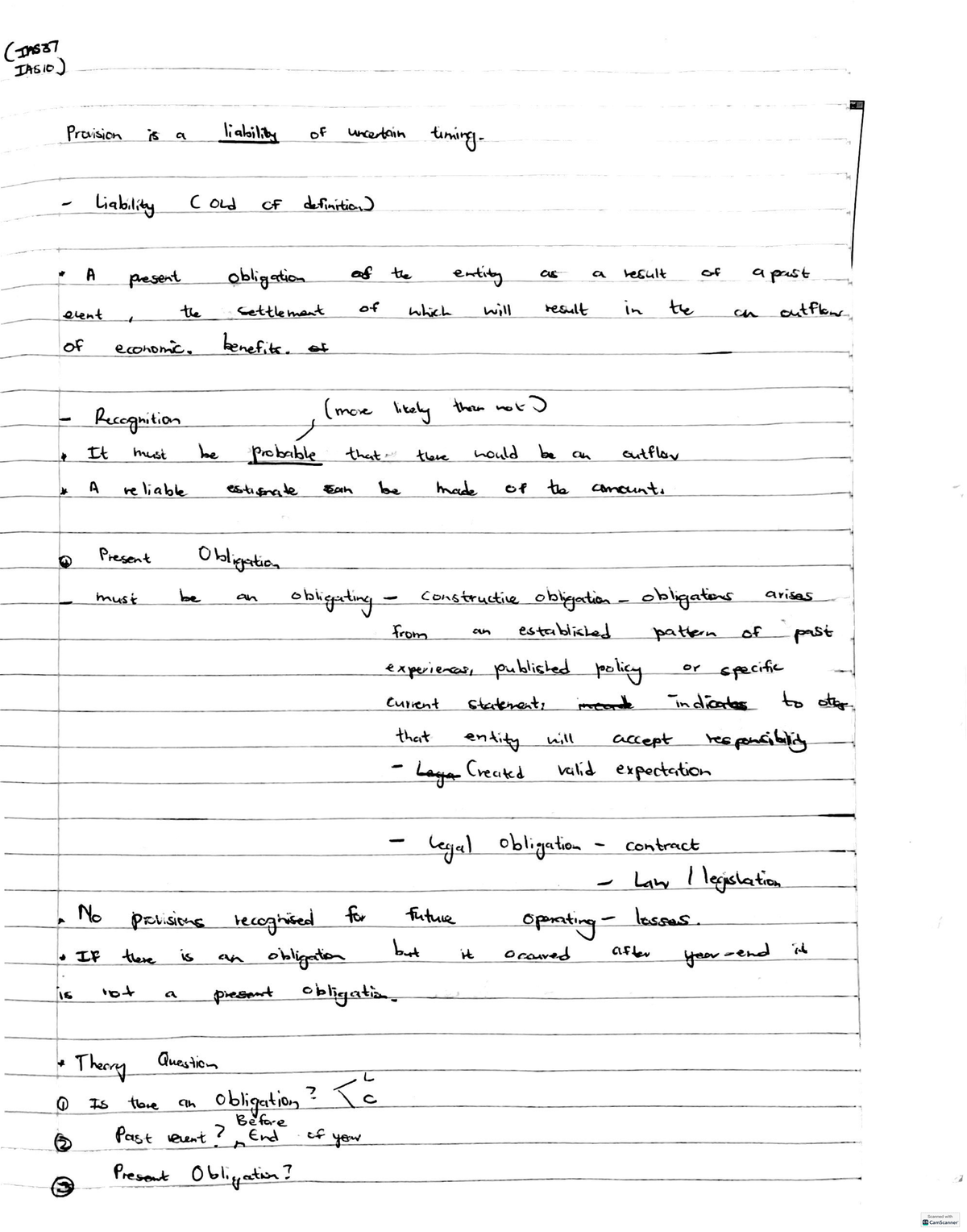 IAS37 Provisions Summary: Notes on Liabilities and Recognition Criteria ...