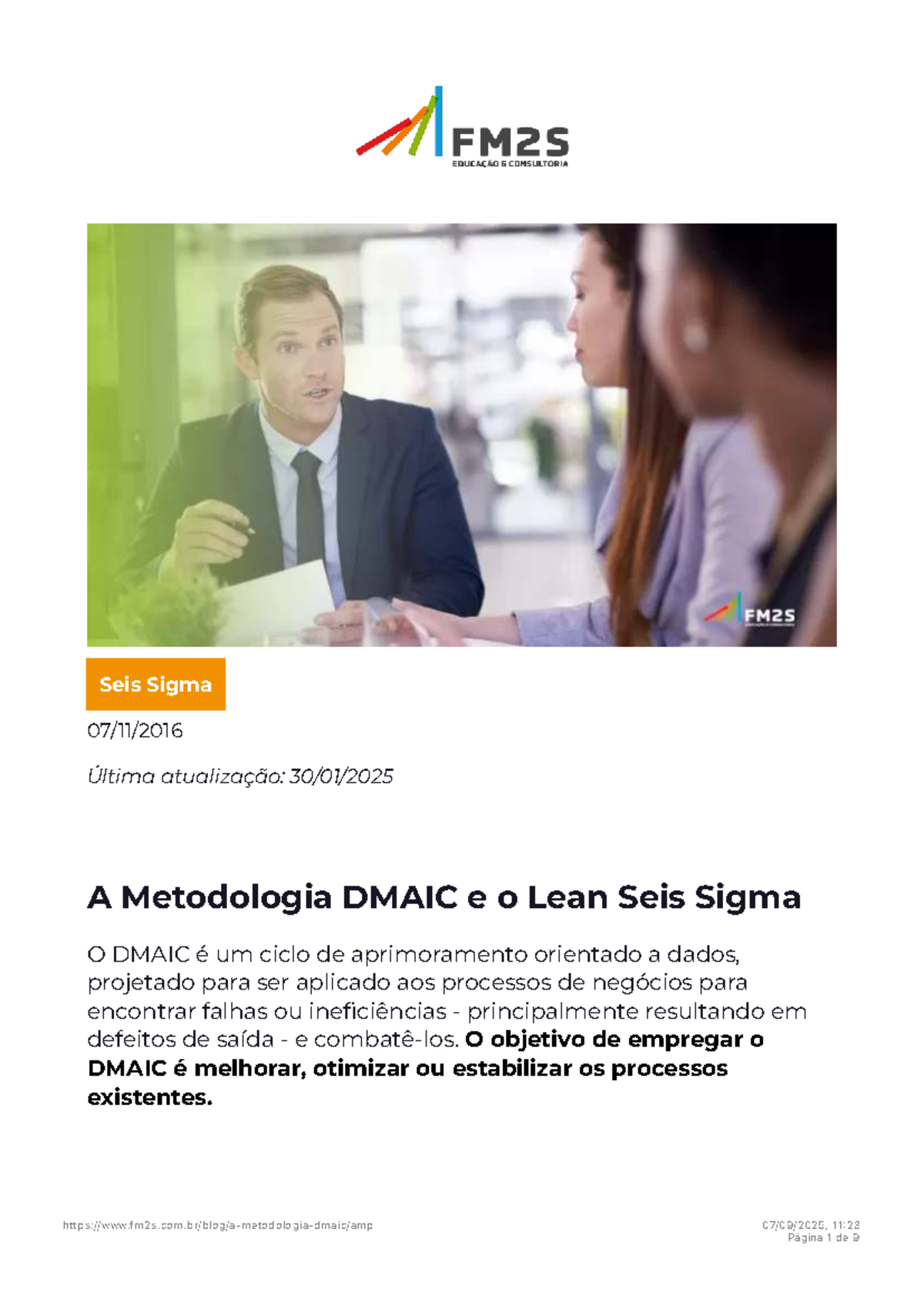A Metodologia DMAIC e Lean Seis Sigma: Guia Completo - FM2S - Studocu