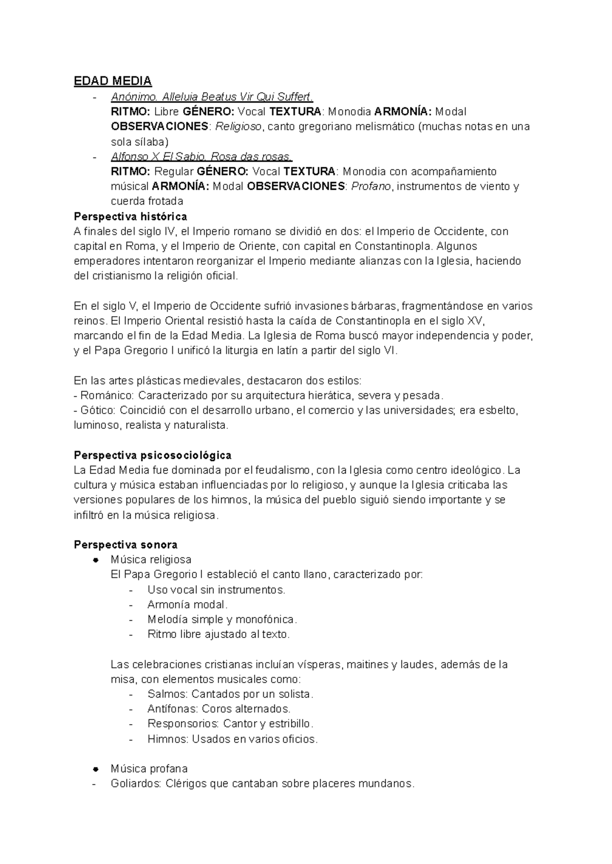 Audiciones - EDAD MEDIA Anónimo. Alleluia Beatus Vir Qui Suffert. RITMO ...