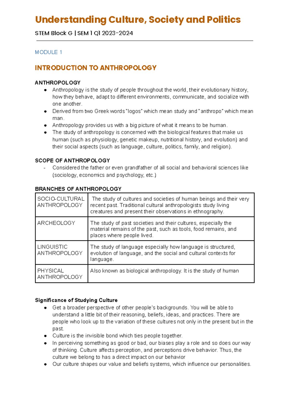 UCSP Notes - Understanding Culture, Society and Politics STEM Block G ...