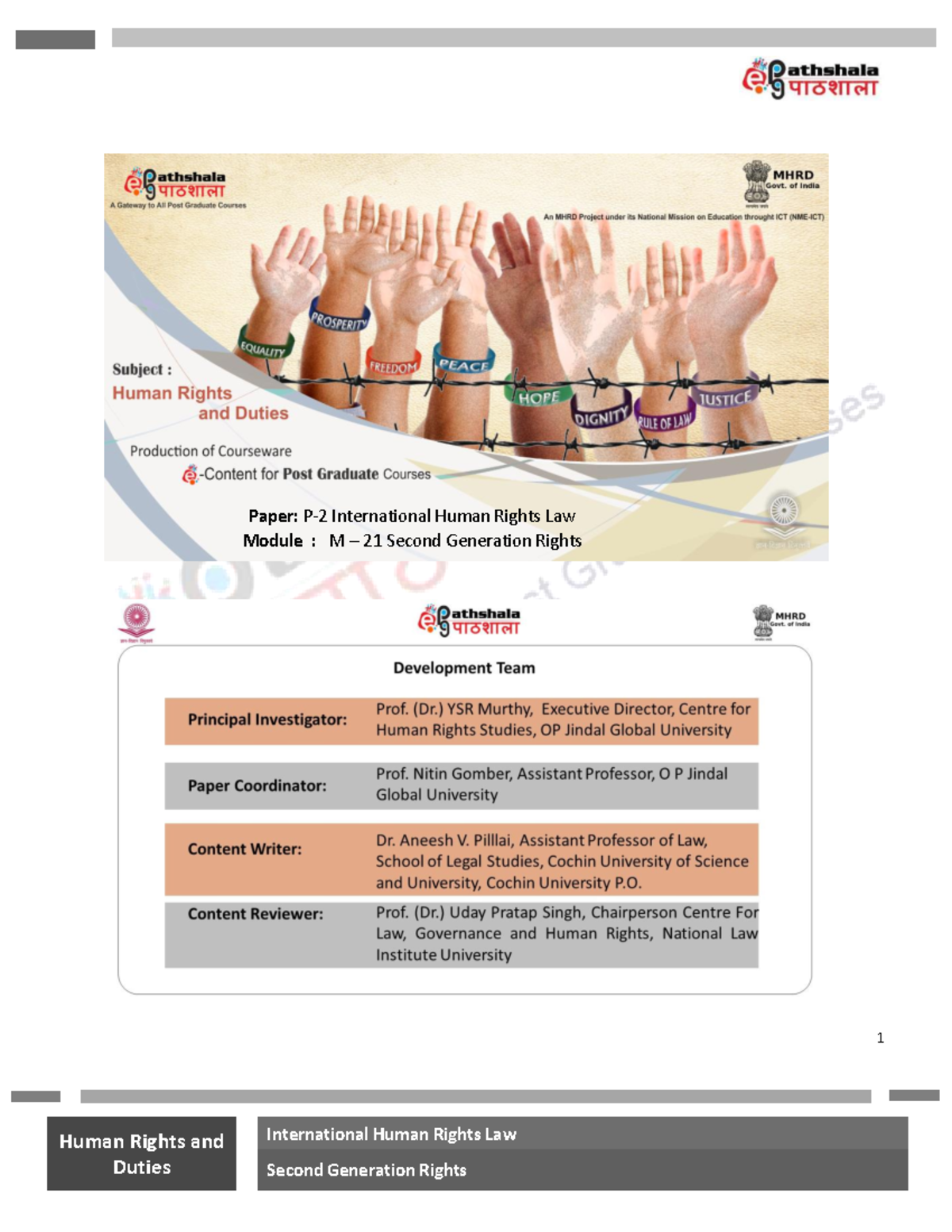 International Human Rights Law M21: Second Generation Rights Notes ...
