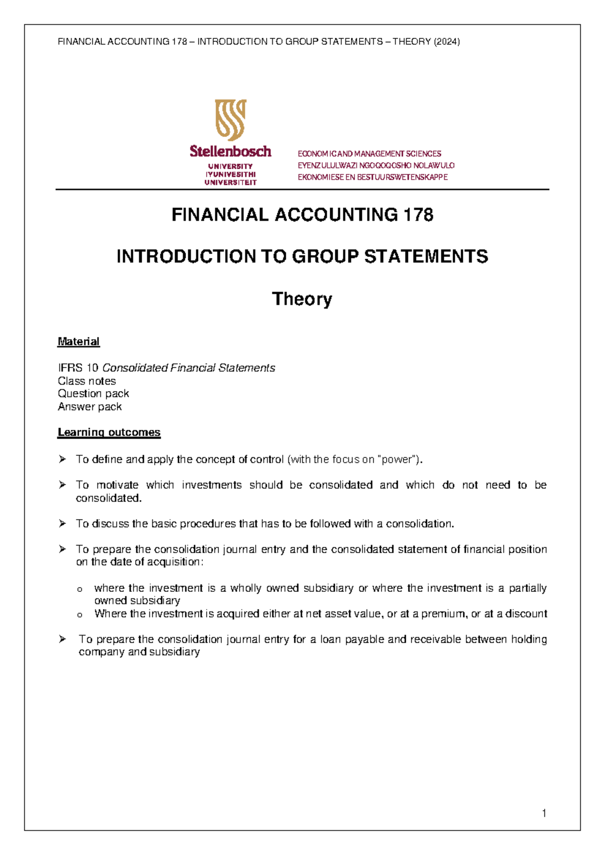 FA178 Introduction to Group Statements Theory Class Notes (2024) - Studocu