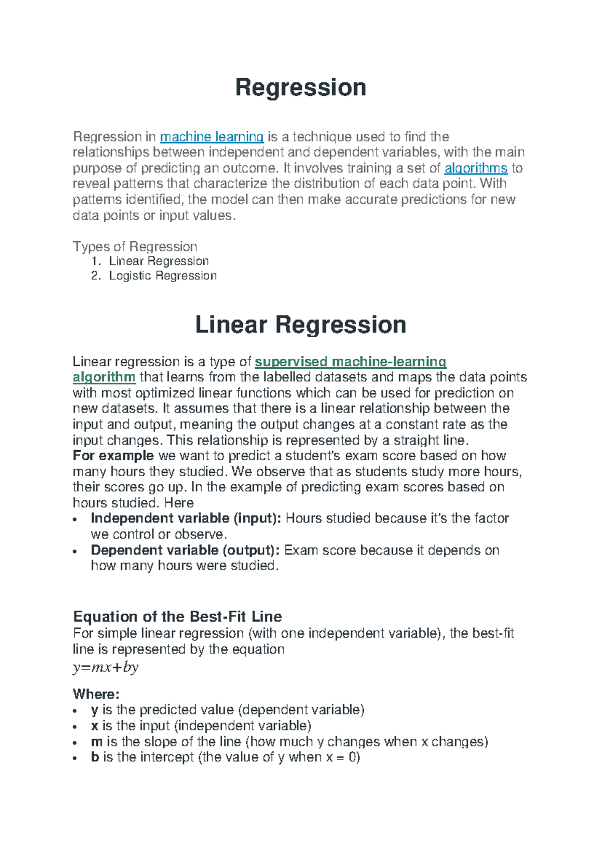 Regression Techniques in Machine Learning - SSS - Studocu