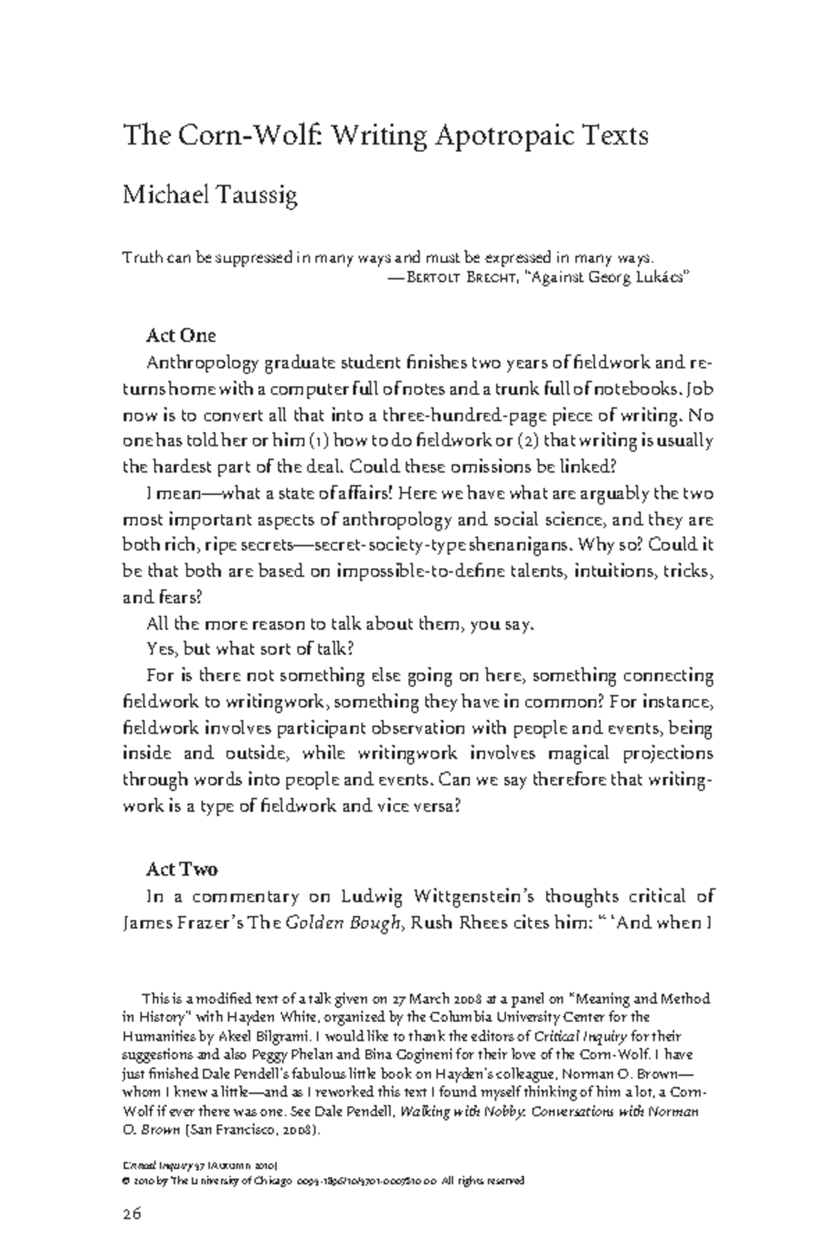 Anthropology 101: Apotropaic Texts and the Corn-Wolf Connection - Studocu