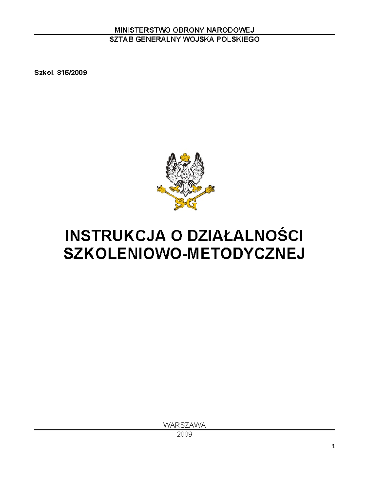 Instrukcja o działalności szkoleniowo-metodycznej Nr 816/Szkol. - Document Preview