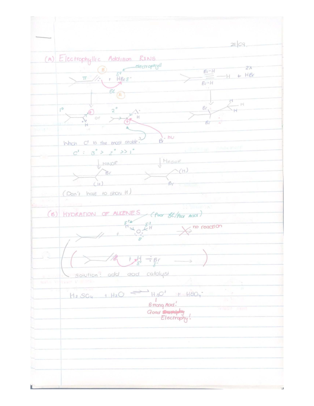 Reactions of Alkenes - CHEM 101 Final Exam Notes - Studocu