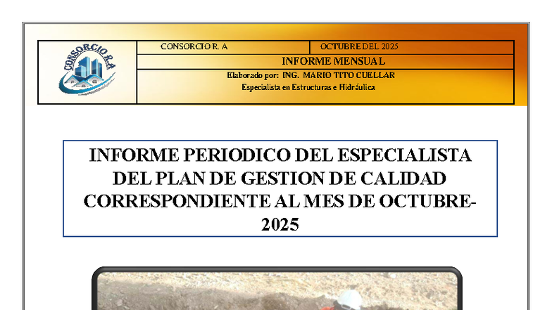 Informe Mensual de Calidad - Riego - Octubre 2025 CUI 2300740 - Document Preview
