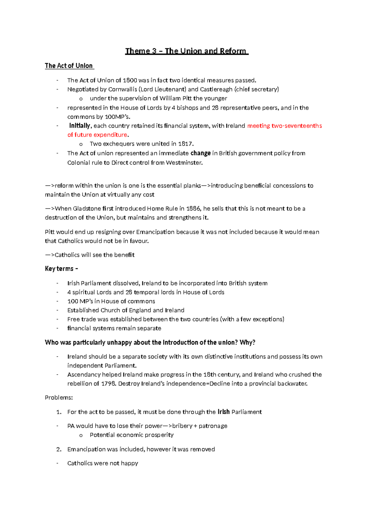 Theme 3: The Union and Reform - Analyzing the Act of Union 1800 and Its ...