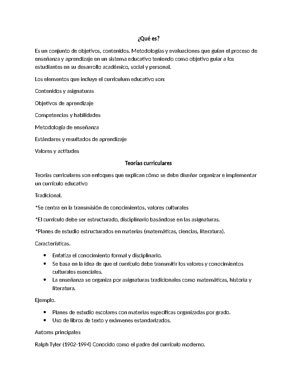 Teorías Curriculares: Enfoques en la Educación y sus Principios - Studocu