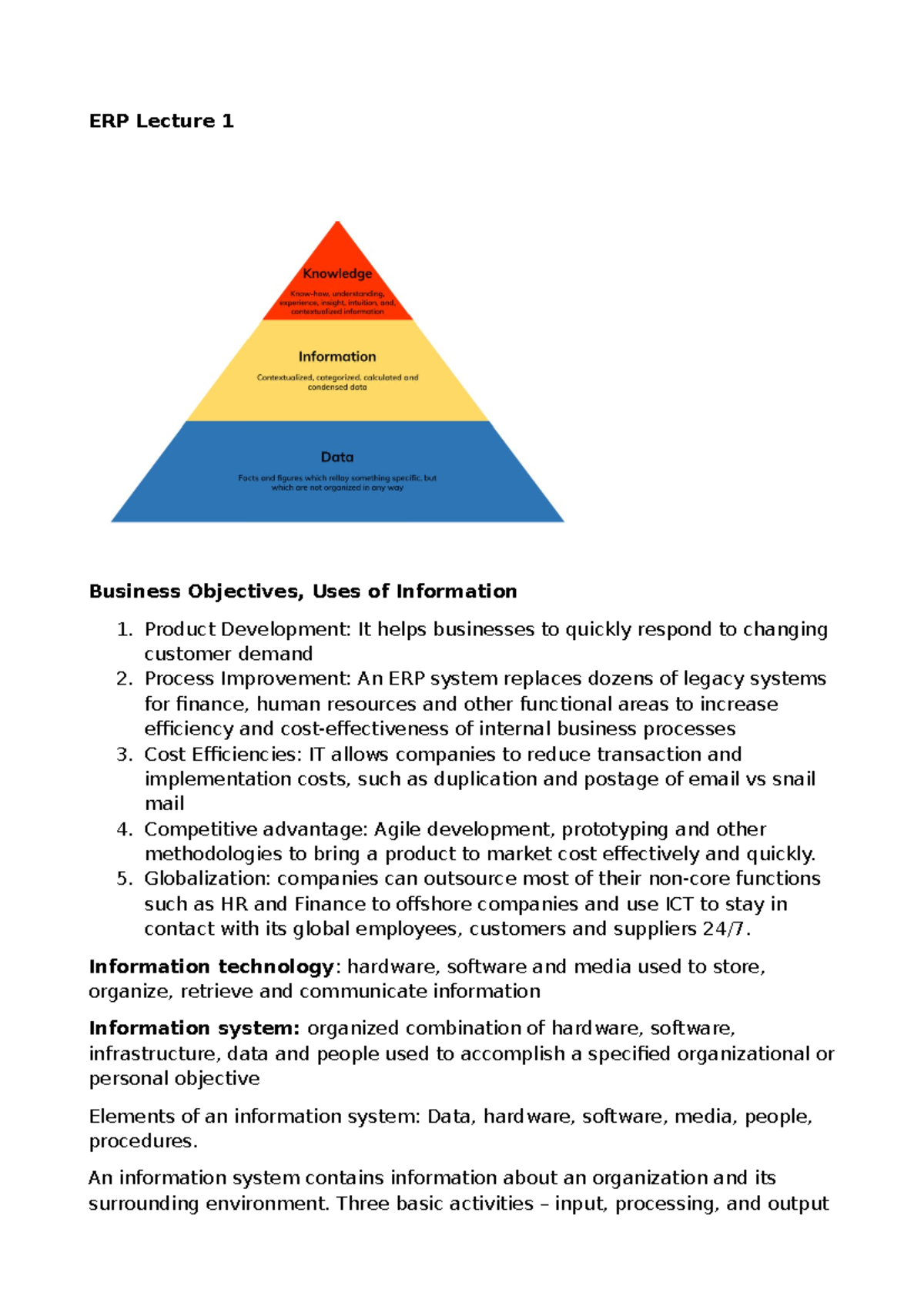Erp slides transcript - Detailed Notes on Enterprise Resource Planning ...