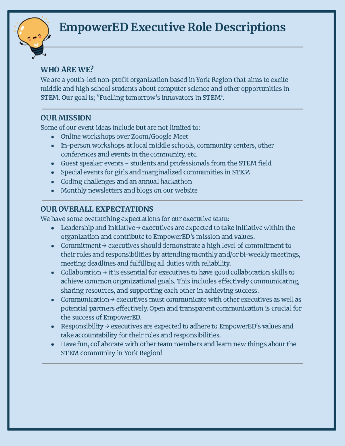 EmpowerED Team 2025: Executive Role Descriptions and Expectations - Studocu