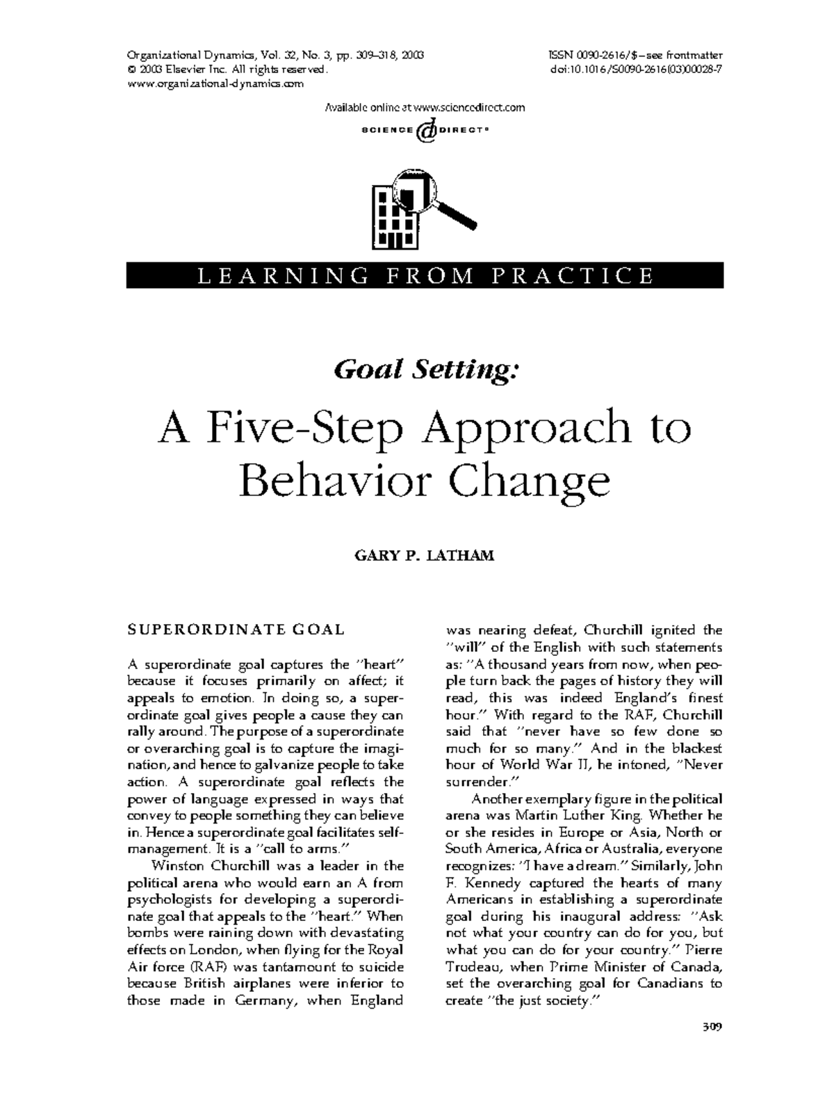 GOAL Setting Behavior Change - Goal Setting: A Five-Step Approach to ...