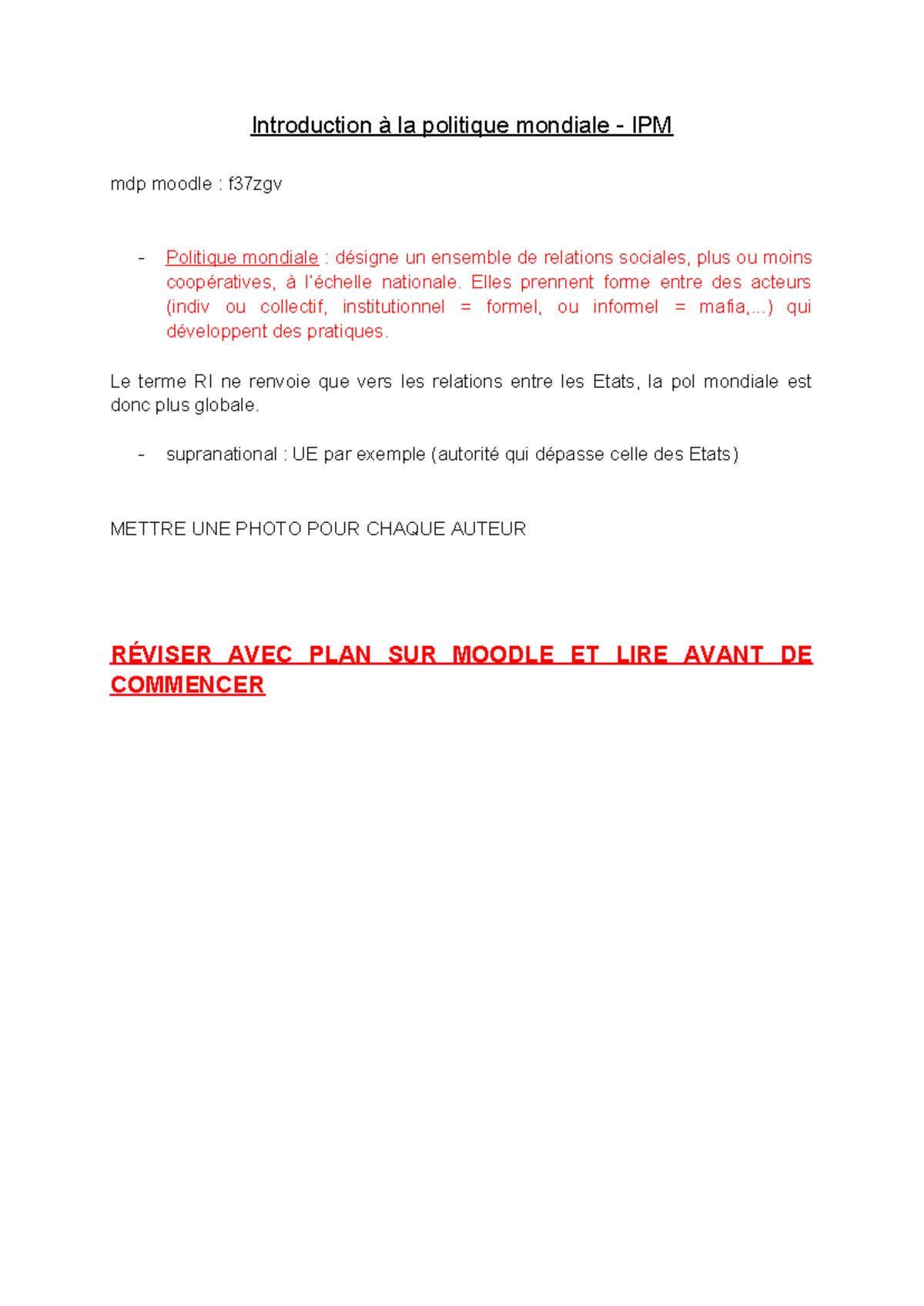 Introduction à la Politique Mondiale - IPM: Concepts et Perspectives ...