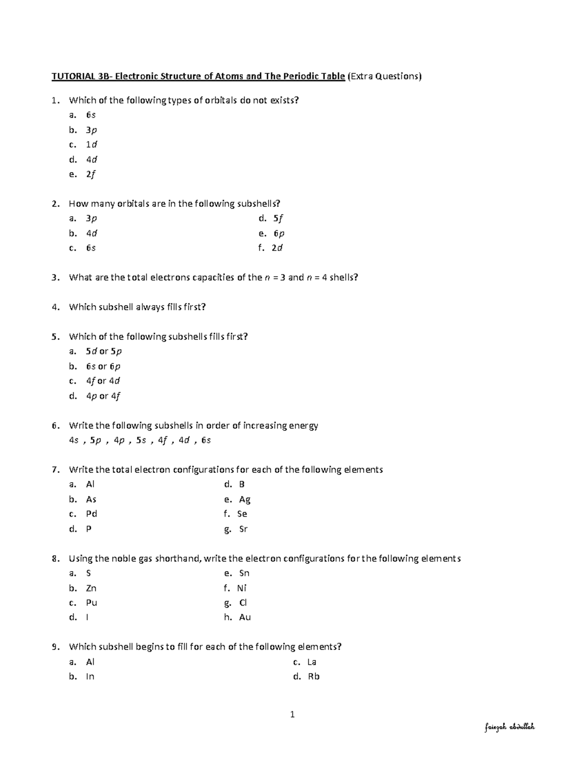Tutorial 2B - Only Questions - 1 faiezah abdullah TUTORIAL 3B ...