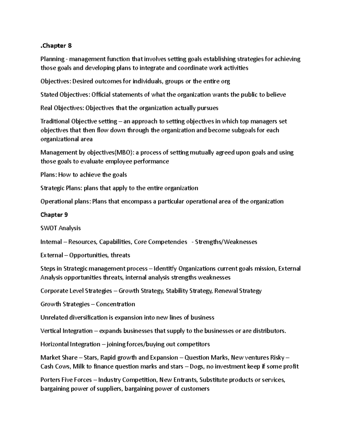 Management U2 - Lecture Notes Study Guide: Chapters 8-12 Overview - Studocu