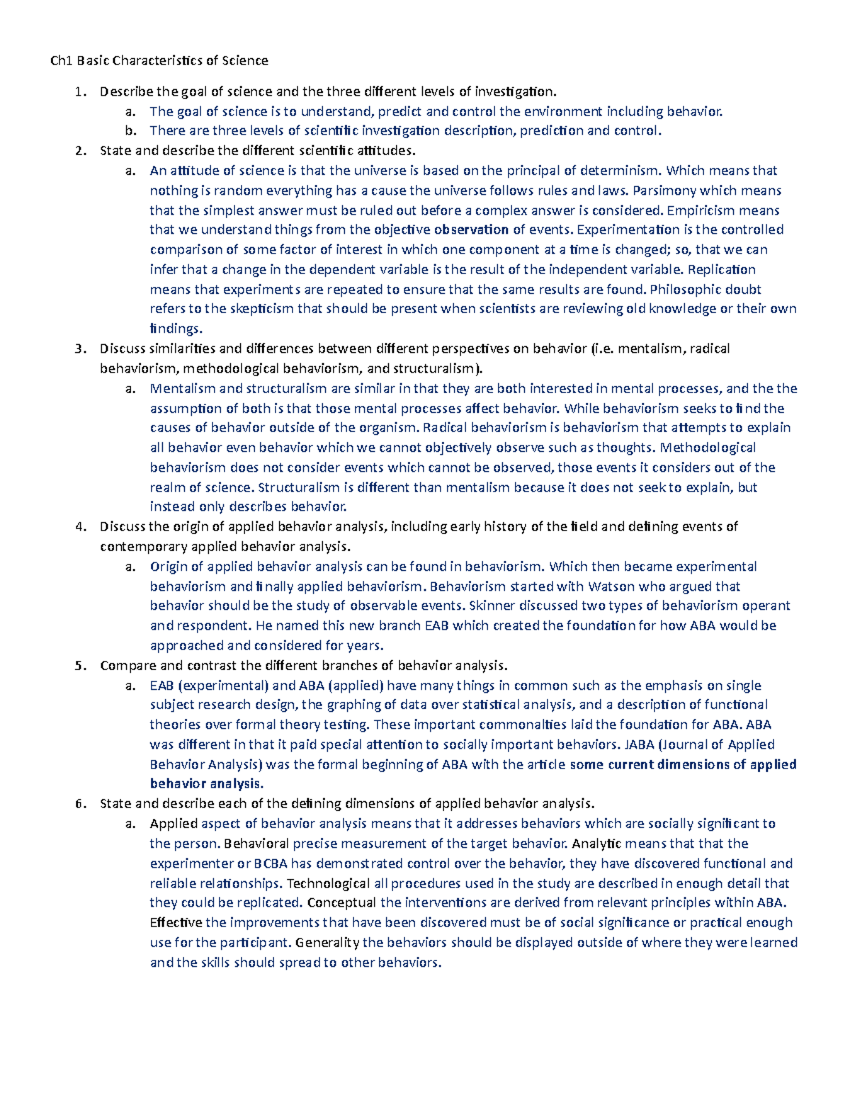 Cooper Essay Questions 1-29 Answers - Ch1 Basic Characteristics of ...