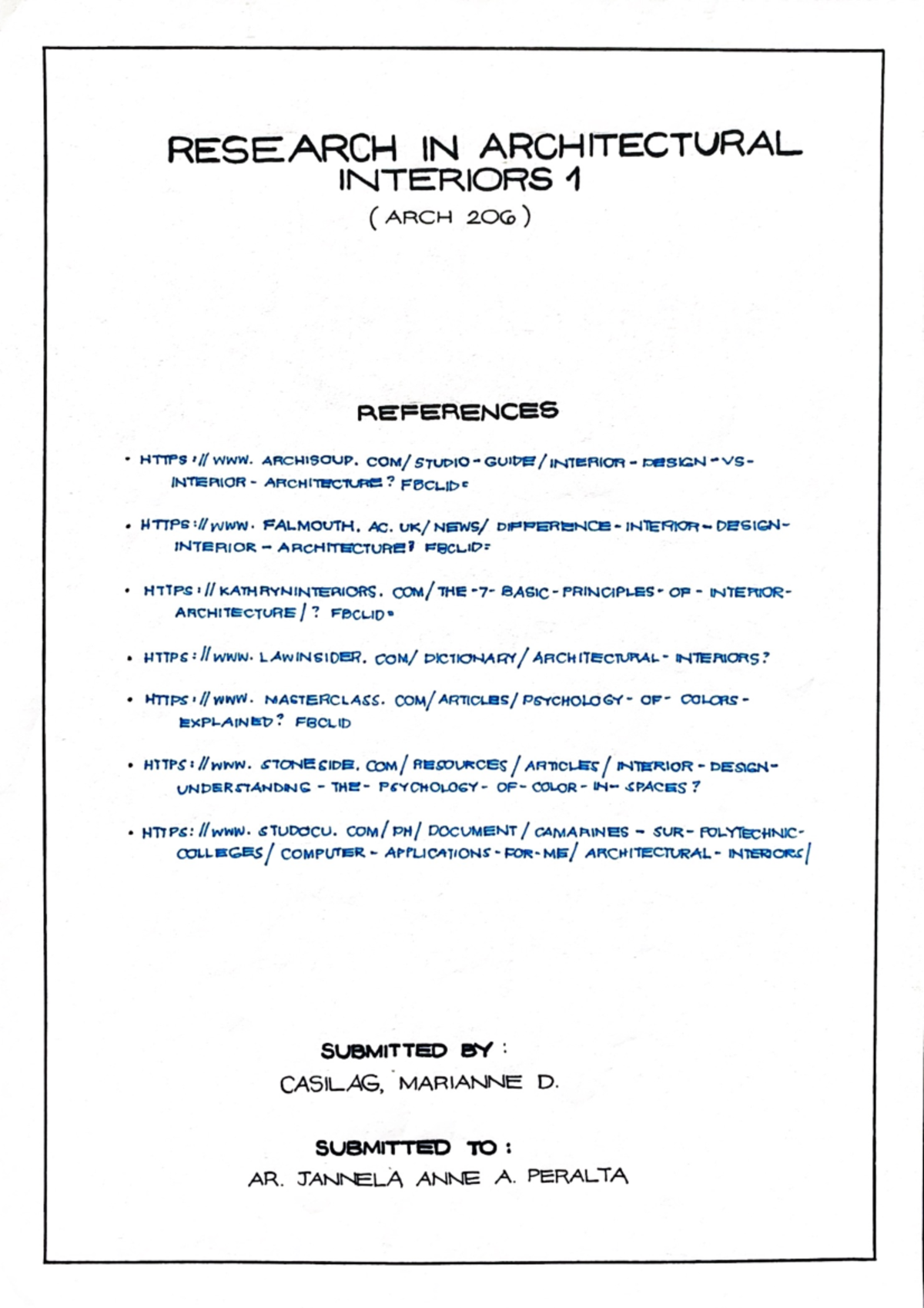 Interiors - Typewritten research paper. - RESEARCH IN ARCHITECTURAL ...