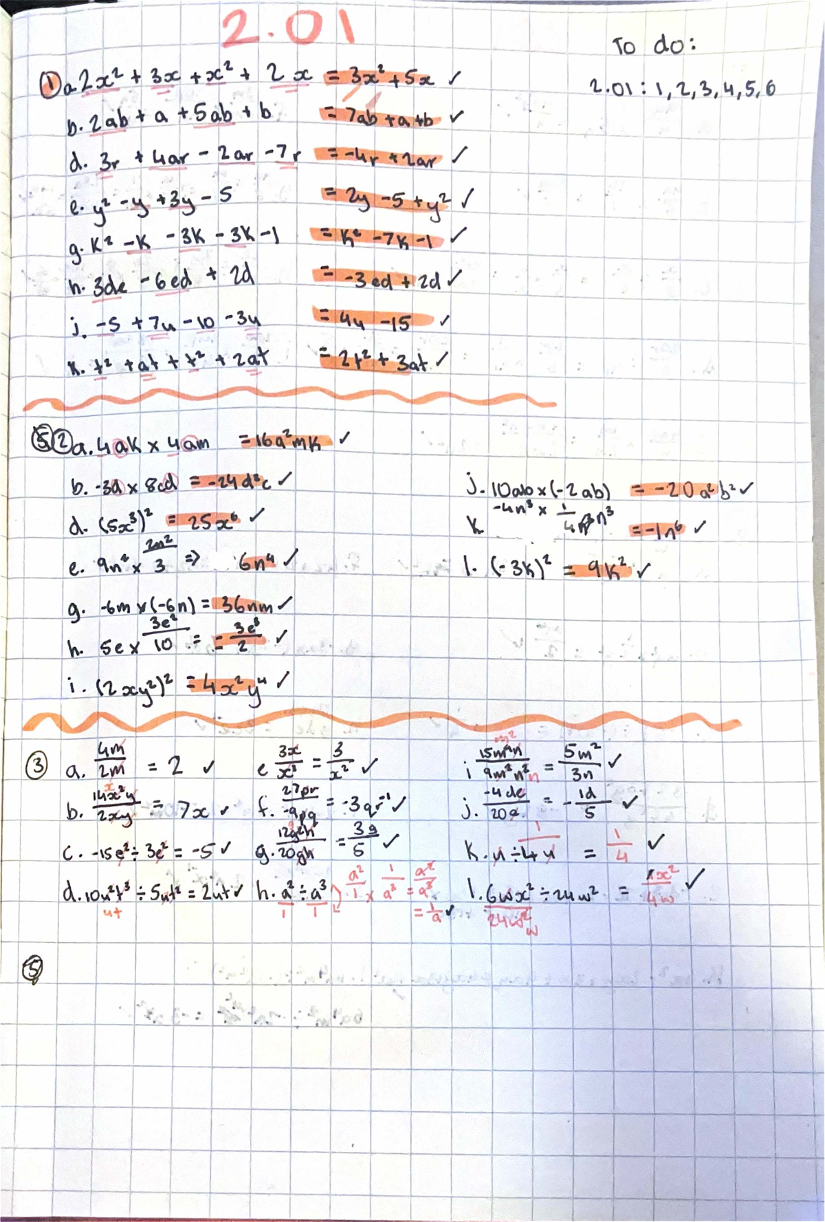 2.01 Math Study Notes: Algebraic Equations and Simplifications - Studocu