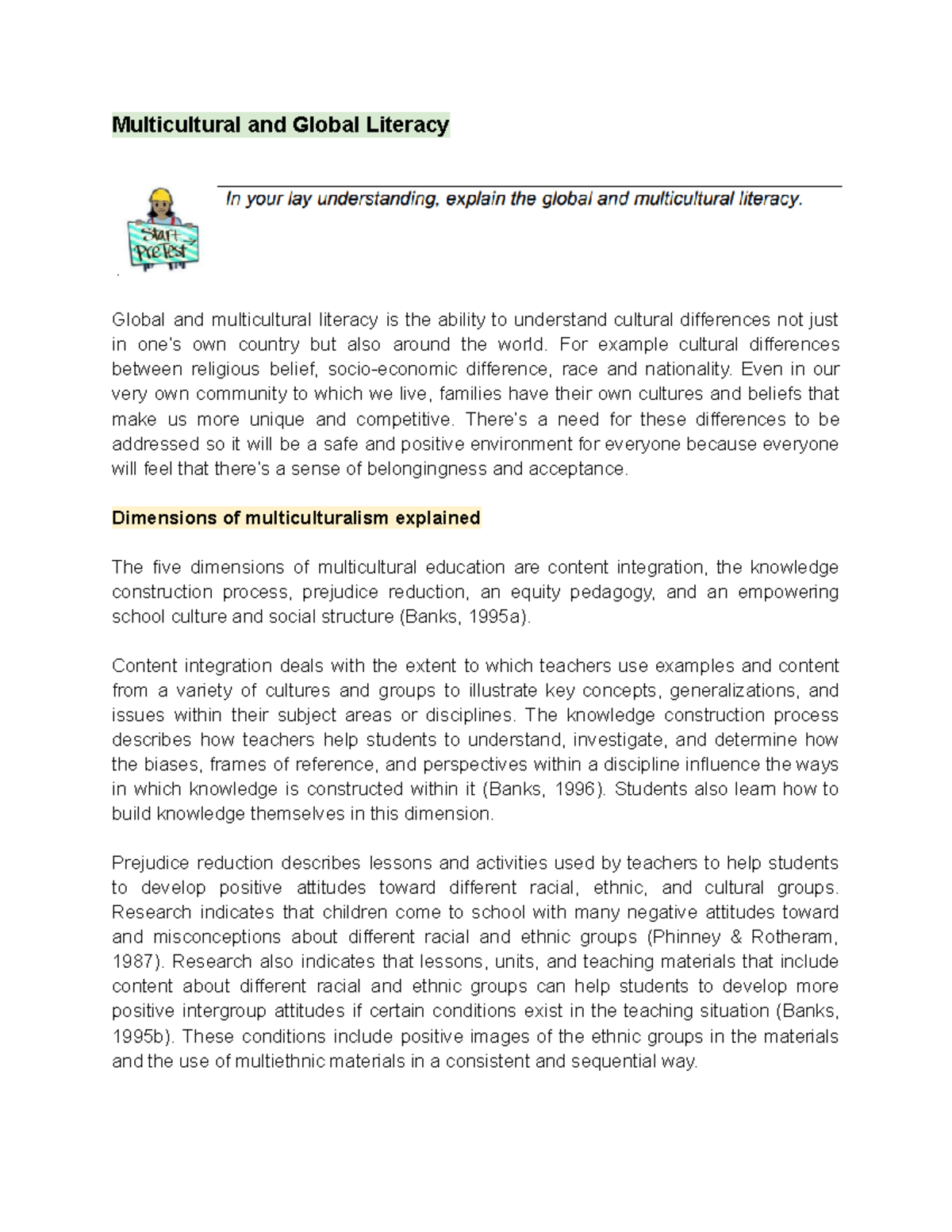 Educ 7 Portfolio: Insights on Global and Multicultural Literacy - Studocu