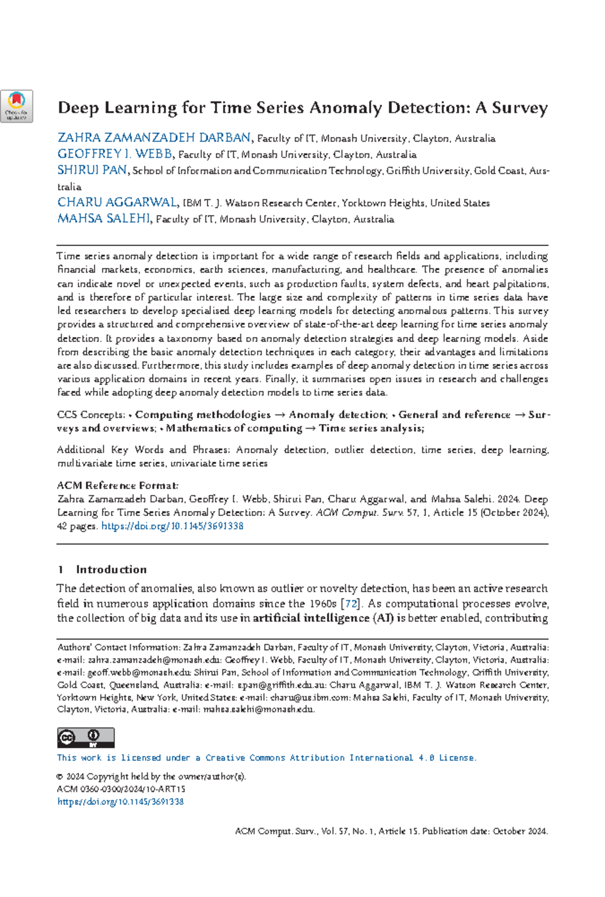 Deep Learning for Time Series Anomaly Detection: A Survey - WEBB ...