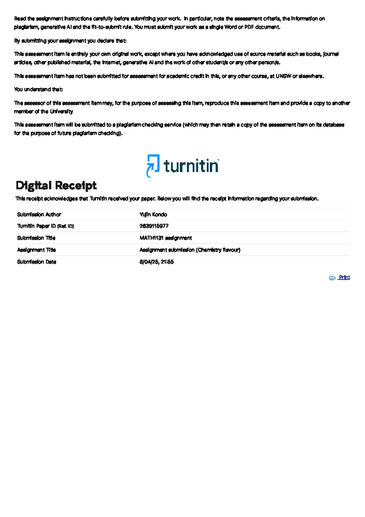 MATH1131 Assignment Submission Guidelines and Plagiarism Info - Studocu