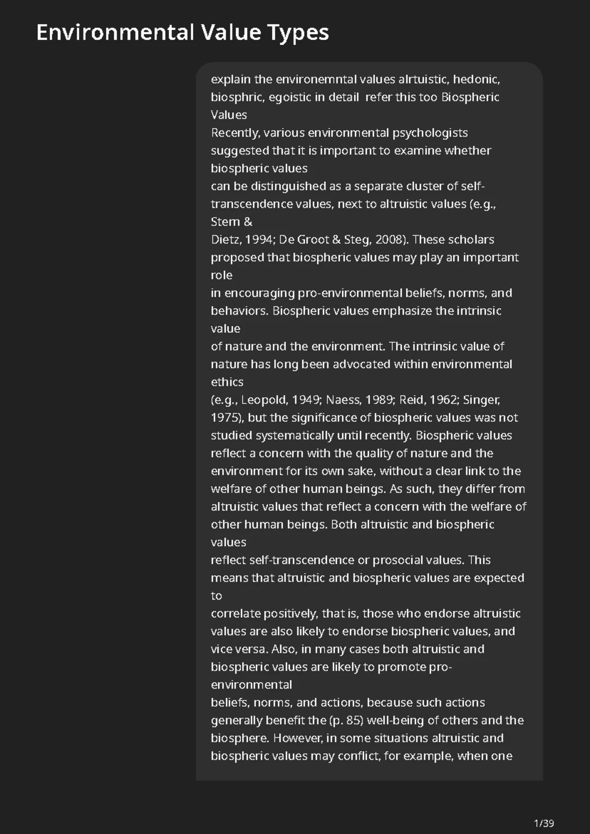 Environmental Values: A Comprehensive Summary from The Oxford Handbook ...